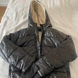 Women’s Sherpa Lined Black Puffer Jacket